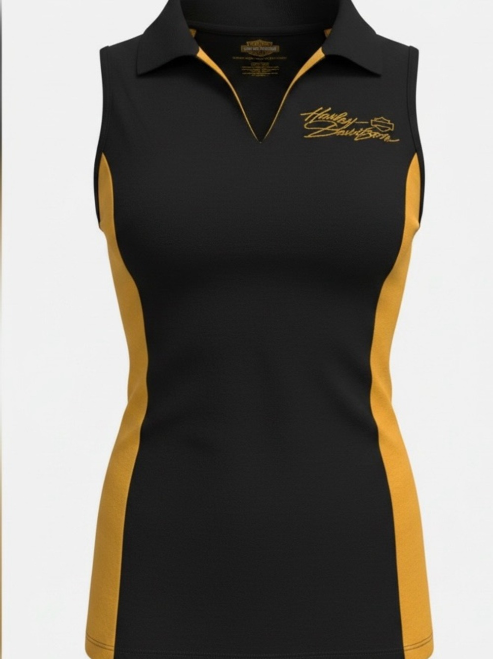 Harley-Davidson Women's Black and Yellow Top